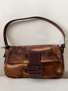 Fendi Brown Pony Hair Baguette